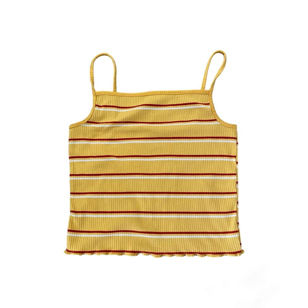 New Look Yellow Striped Ribbed Tank Top US 8